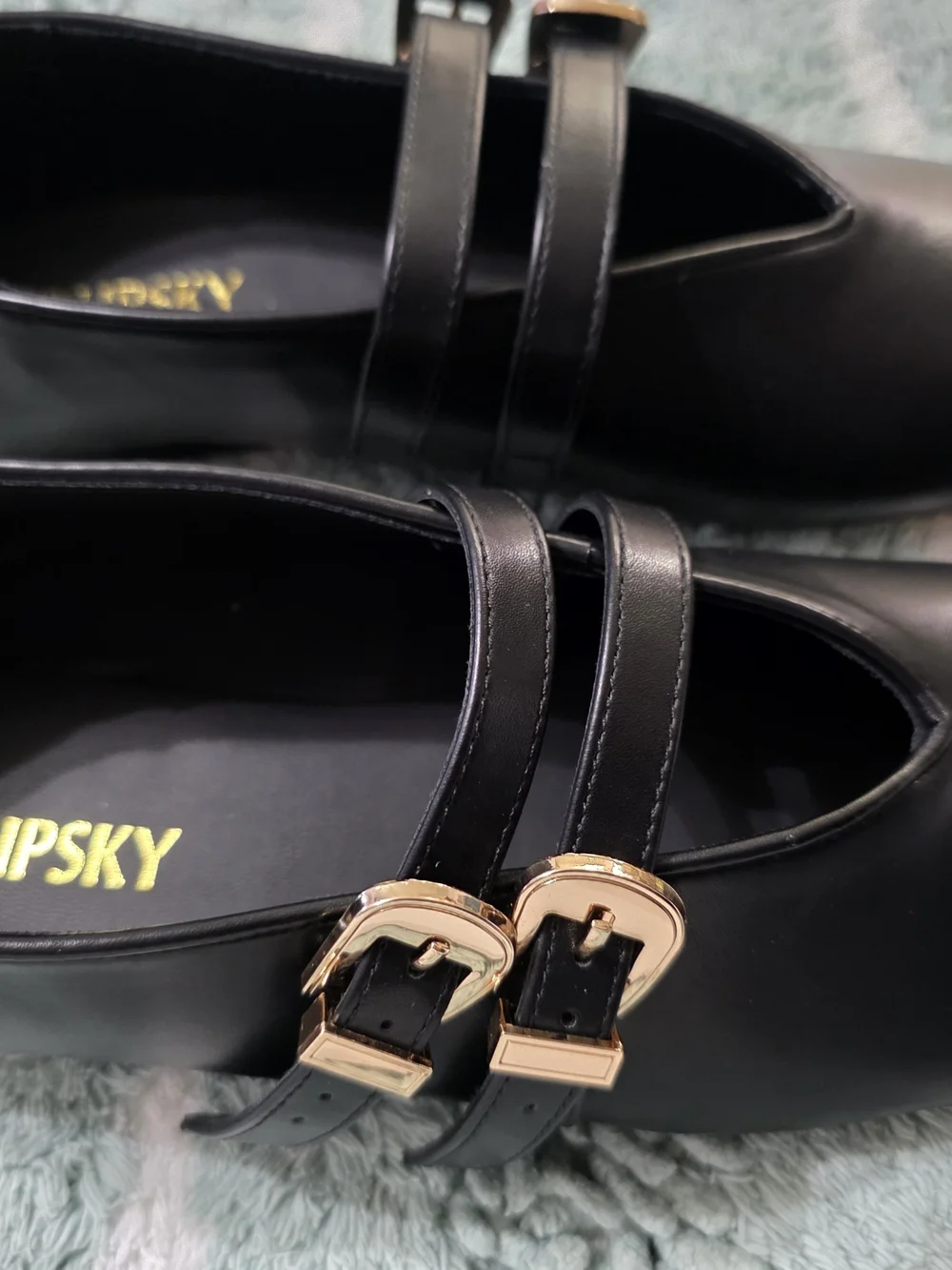 Women's Black Double-Strap Mary Jane Loafers